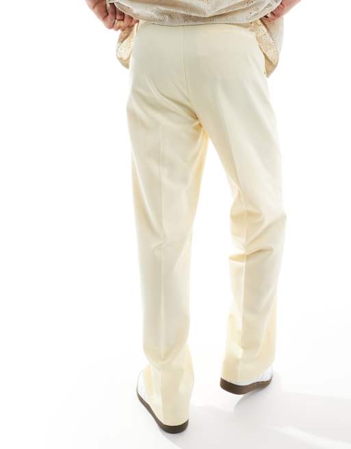 ASOS DESIGN smart wide leg pants in dusty yellow