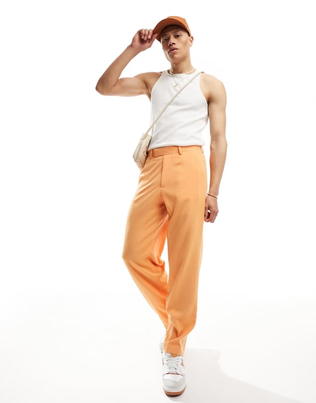 ASOS DESIGN smart wide leg pants in orange