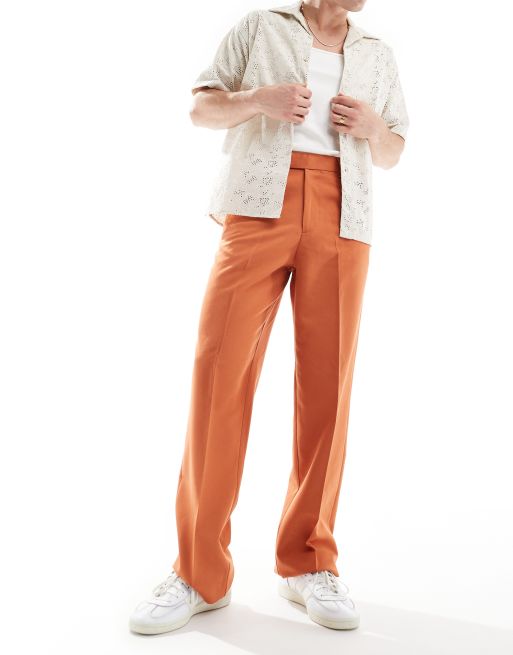ASOS DESIGN smart wide leg pants in orange