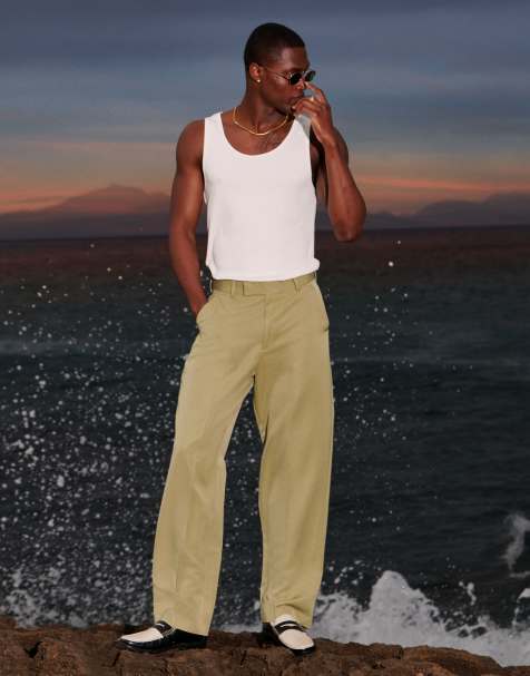 ASOS DESIGN smart wide leg pants in sage green - view 1