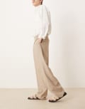 [ASOS DESIGN] ASOS DESIGN smart wide leg pants in stone texture-Neutral W32 L32 STONE