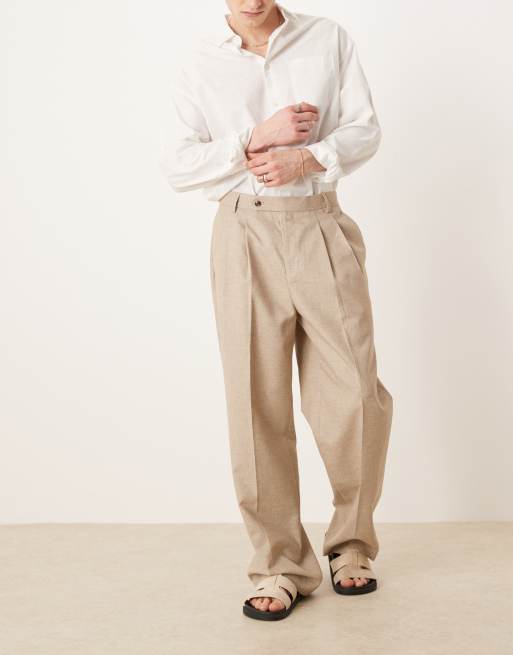 ASOS DESIGN smart wide leg pants in stone texture, 3 of 5