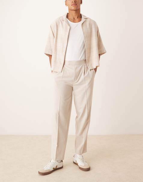ASOS DESIGN smart wide leg pants in stone - view 1