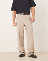 COLLUSION relaxed woven pants with linen in white