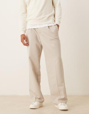 Asos Design Smart Wide Leg Pants In Gray