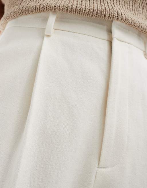 ASOS DESIGN smart wide leg pants in white textured fabric