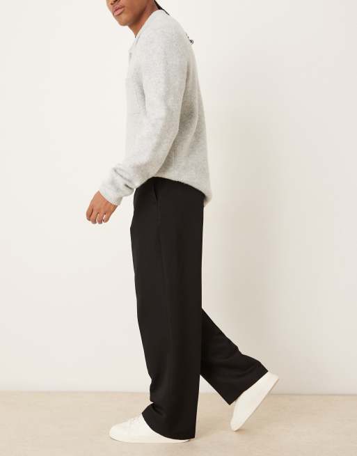 ASOS DESIGN smart wide leg pants with back pocket detail in black, 3 of 5