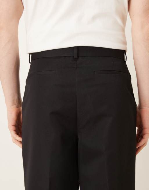 ASOS DESIGN smart wide leg pants with belt detail in black, 5 of 5