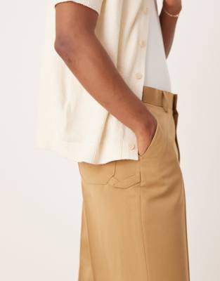 Asos Design Smart Wide Leg Pants With Carpenter Pocket In Brown