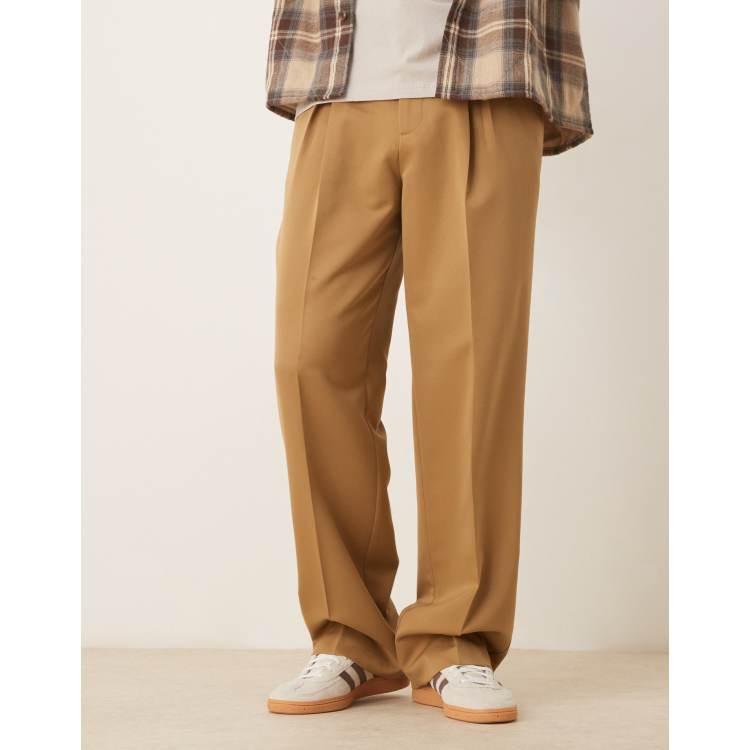 ASOS DESIGN smart wide leg pants with deep inverted pleat in