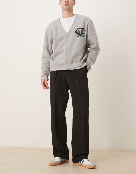 ASOS DESIGN smart wide leg pants with deep pleats in black with elastic waist - view 1