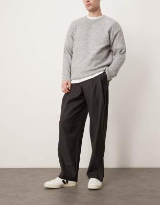 Asos Design Smart Wide Leg Pants With Deep Pleats In Black