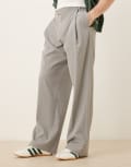 [ASOS DESIGN] ASOS DESIGN smart wide leg pants with deep pleats in light grey W34 L30 GREY