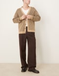 [ASOS DESIGN] ASOS DESIGN smart wide leg pants with double pleats in brown W30 L30 BROWN