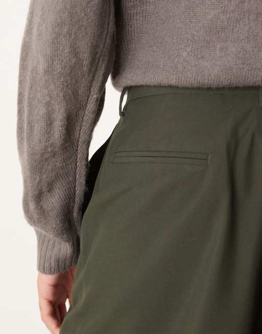 ASOS DESIGN smart wide leg pants with double pleats in green, 4 of 5
