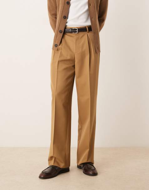 ASOS DESIGN smart wide leg pants with front box pleat in camel - view 1