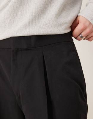 Asos Design Smart Wide Leg Pants With Front Inverted Pleats In Black