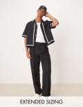 [ASOS DESIGN] ASOS DESIGN smart wide leg pants with front pleat in black W40 L30 BLACK
