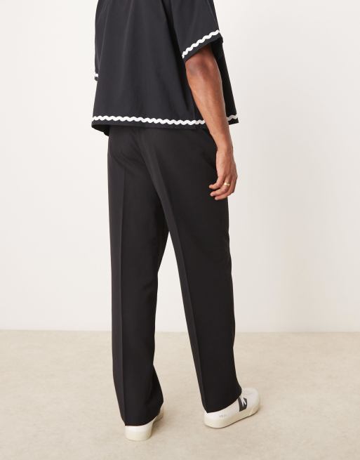 ASOS DESIGN smart wide leg pants with front pleat in black