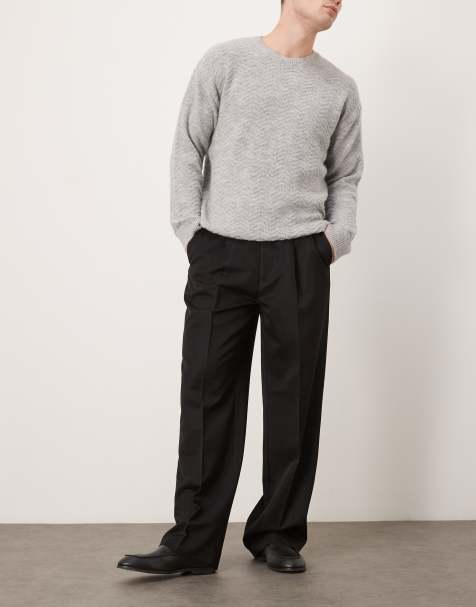 ASOS DESIGN smart wide leg pants with front pleat in black - view 1