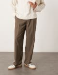 [ASOS DESIGN] ASOS DESIGN smart wide leg pants with front pleat in brown check W30 L32 BROWN