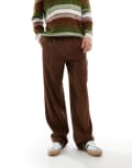 [ASOS DESIGN] ASOS DESIGN smart wide leg pants with front pleat in brown W28 L30 BROWN