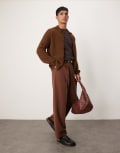 [ASOS DESIGN] ASOS DESIGN smart wide leg pants with front pleat in brown W36 L34 BROWN
