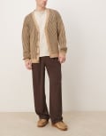 [ASOS DESIGN] ASOS DESIGN smart wide leg pants with front pleat in brown W38 L32 BROWN