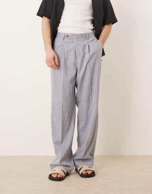 Asos Design Smart Wide Leg Pants With Front Pleat In Gray