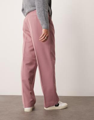 smart wide leg pants with front pleat in dusty pink