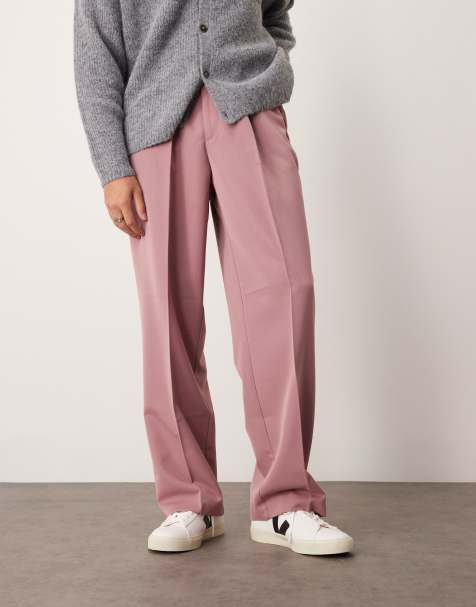 ASOS DESIGN smart wide leg pants with front pleat in dusty pink - view 1