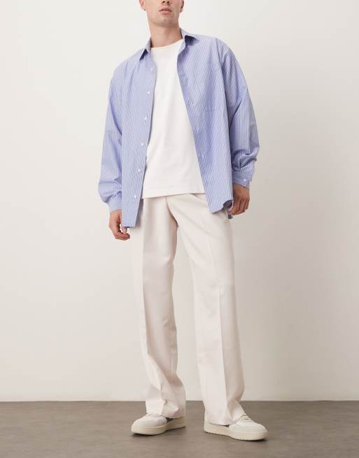 ASOS DESIGN smart wide leg pants with front pleats and double belt loops in white