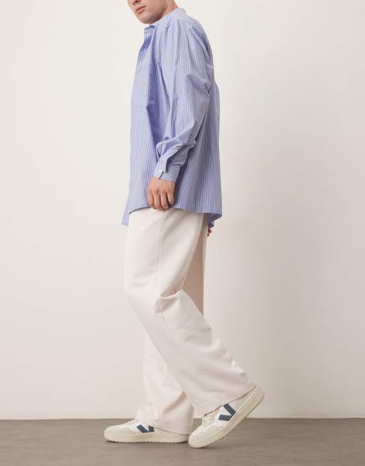 ASOS DESIGN smart wide leg pants with front pleats and double belt loops in white