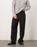 [ASOS DESIGN] ASOS DESIGN smart wide leg pants with front pleats in black W44 L30 BLACK