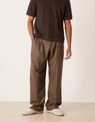 Asos Design Smart Wide Leg Pants With Front Pleats In Brown