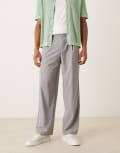 [ASOS DESIGN] ASOS DESIGN smart wide leg pants with front pleats in grey W30 L32 GREY