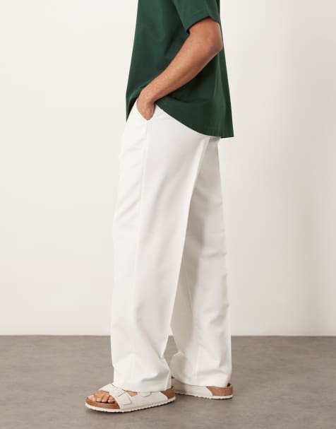 ASOS DESIGN smart wide leg pants with front pleats in white - view 1