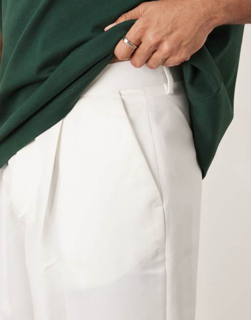 ASOS DESIGN smart wide leg pants with front pleats in white