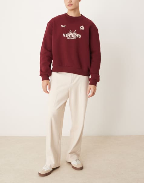 ASOS DESIGN smart wide leg pants with side piping in stone - view 1