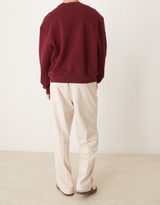 Asos Design Smart Wide Leg Pants With Side Piping In Neutral