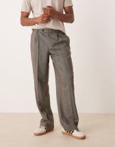 ASOS DESIGN - Pantaloni eleganti ampi grigio chiaro con motivo gessato testurizzato