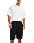 [ASOS DESIGN] ASOS DESIGN smart wide leg shorts in black W28 BLACK