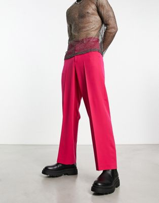 ASOS DESIGN smart wide leg trouser in hot pink