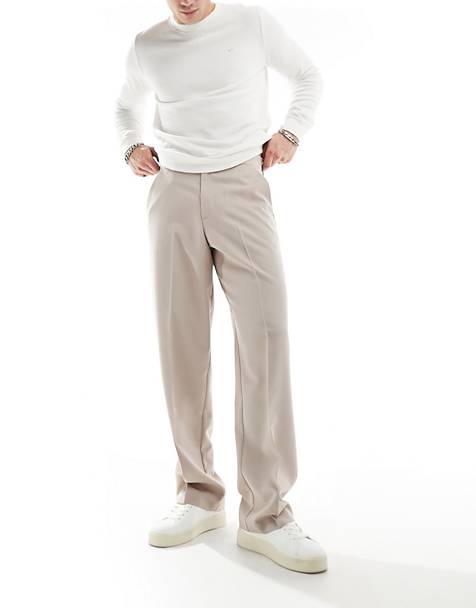 ASOS DESIGN smart wide leg trousers in beige