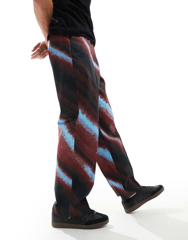 ASOS DESIGN - smart wide leg trousers in brown ombre print