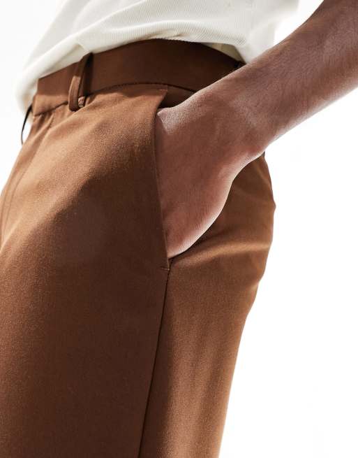 ASOS DESIGN smart wide leg pants in dark brown