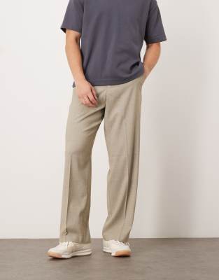 asos ASOS DESIGN smart wide leg trousers in light grey melange
