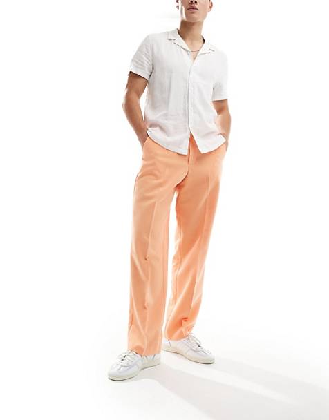 ASOS DESIGN smart wide leg trousers in orange