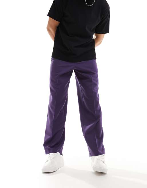 ASOS DESIGN smart wide leg trousers in purple ASOS