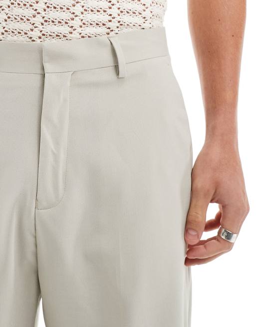ASOS DESIGN smart wide leg trousers in stone, 3 of 5